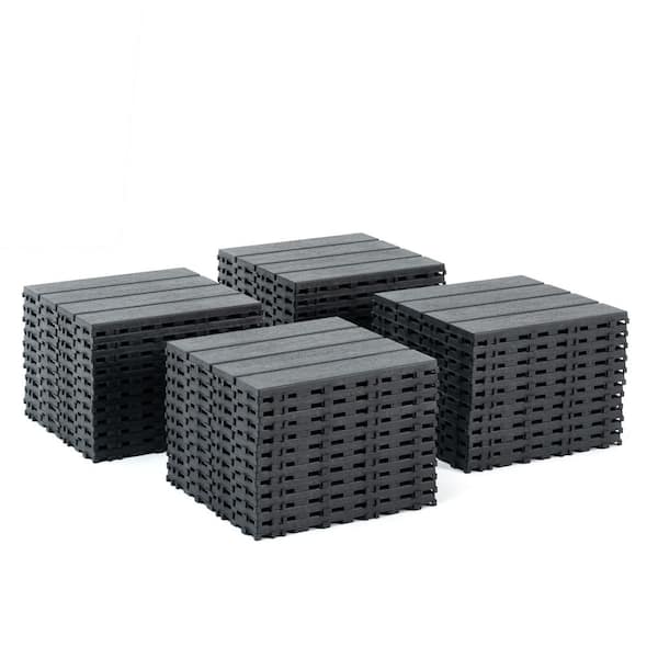 PARASOLAR 12 in. x 12 in. Patio Tiles Waterproof Plastic Outdoor Interlocking Deck Tiles (44-pack)