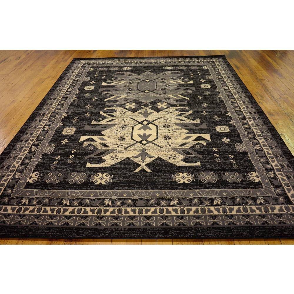 Black and Gray 8' x 10' Synthetic Rectangular Area Rug