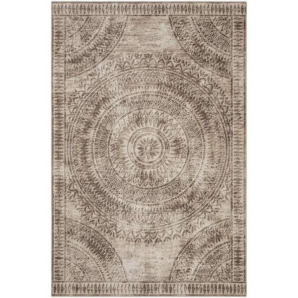 Addison Rugs Yuma Brown 8 ft. x 10 ft. Geometric Indoor/Outdoor Washable Area Rug