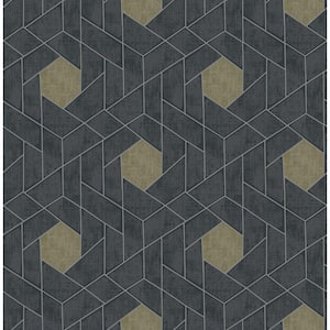 Granada Charcoal Geometric Charcoal Paper Strippable Roll (Covers 56.4 sq. ft.)