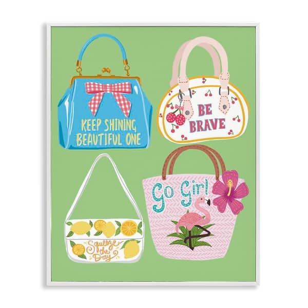 Stupell Industries Girl Vibes Handbags by Jo Reid White Framed Abstract Giclee Art Print 30 in. x 24 in.