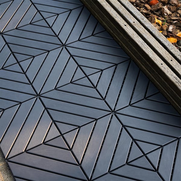 1 ft. x 1 ft. All-Weather Outdoor Plastic Interlocking Deck Tiles, Garage Floor Tiles in Gray Pattern 2 (44 Per Case)