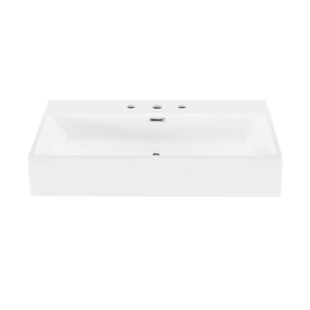 Claire 30" White Ceramic Wall-Mount Rectangular Bathroom Sink