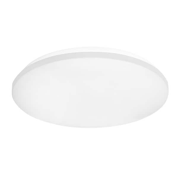 Aurora 15 in. 192-Watt Modern White Integrated LED Flush Mount with White Acrylic Shade