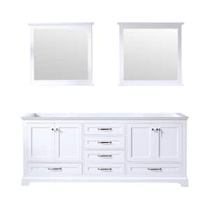 Dukes 80 in. W x 22 in. D White Double Bath Vanity without Top and 30 in. Mirrors