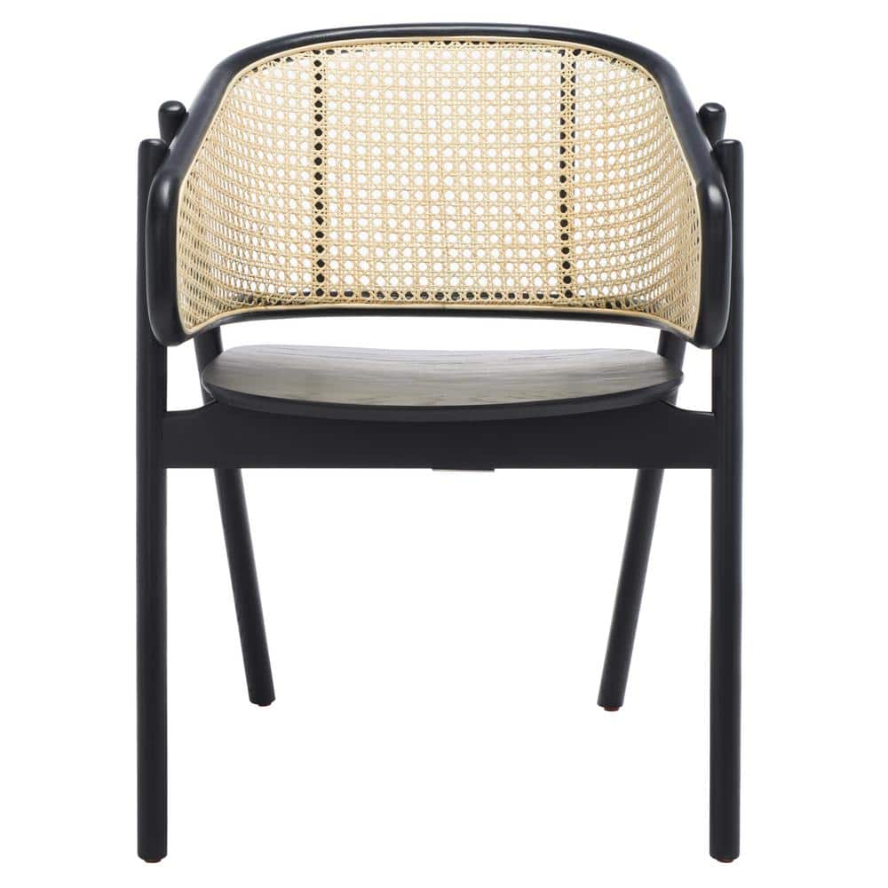 Emmy Black and Natural Rattan Cane Dining Chair