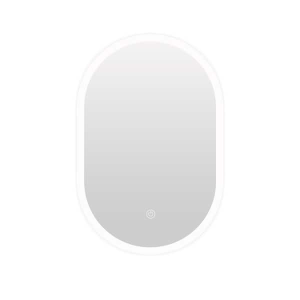 Unbranded Modern 18 in. W x 26 in. H Oval Frameless Wall-Mounted Bathroom Vanity Mirror with LED Light in Natural