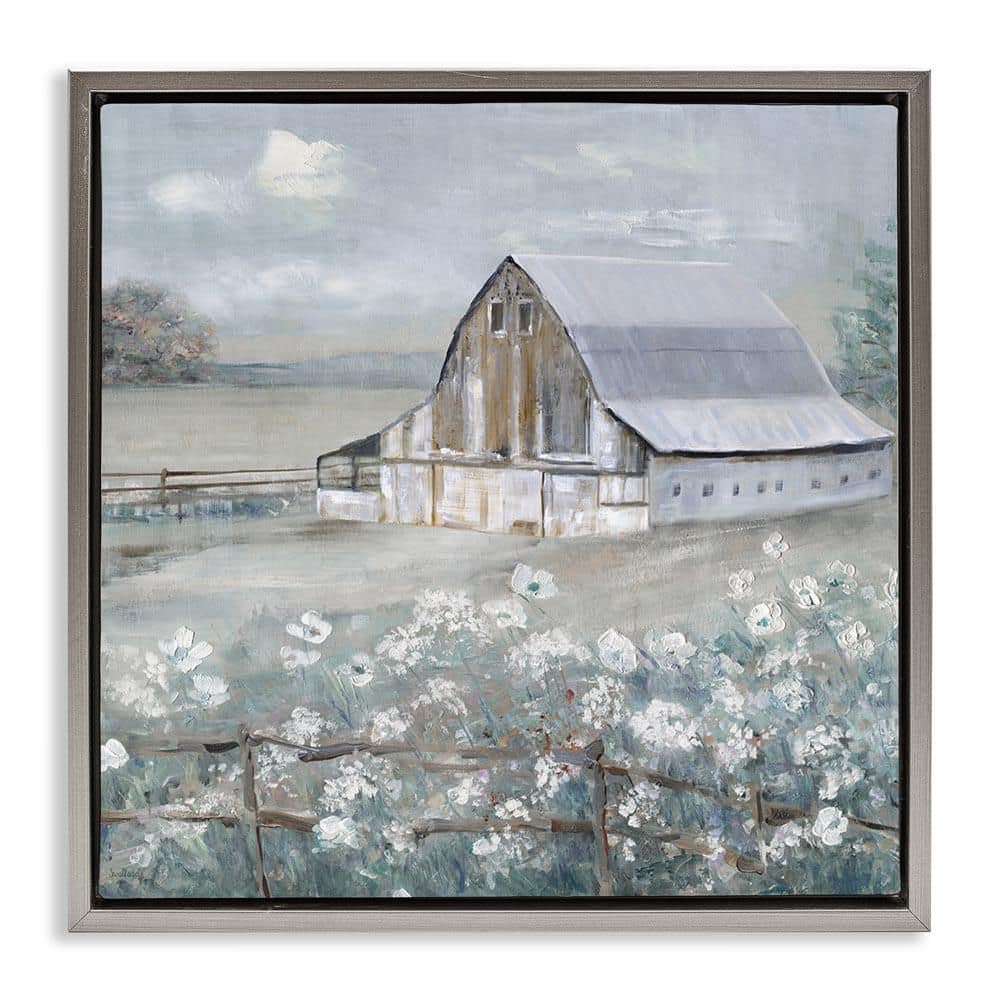 Blooming Farmhouse Meadow by Sally Swatland Gray Floater Frame Nature Graphic Art Print 25 in. x 25 in. price history on PriceWatchPro