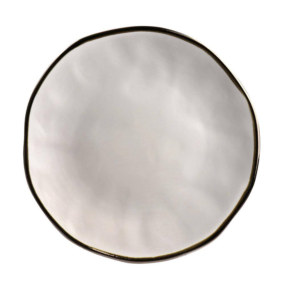 Matte White Ceramic 16-Piece Dinnerware Set with Gold Rim