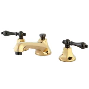 Kate 8 in. Widespread 2-Handle Lever-Handles Bathroom Faucet in Polished Brass and Black
