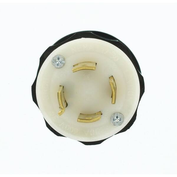 3P 4W 600 Volt 3-Phase Locking Plug Grounding Black-White Industrial Grade NEMA L17-30P Leviton 2741 30 Amp