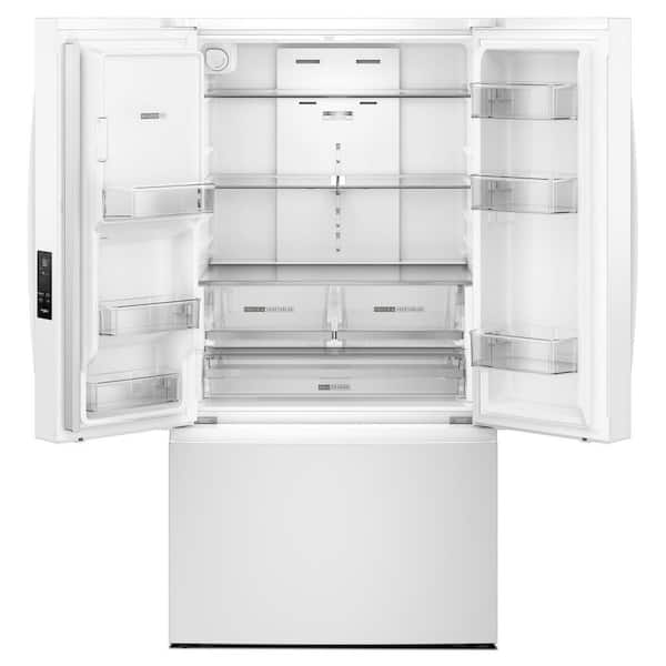 36 in. 30 cu. ft. Freestanding French Door in White with In-Door Water and Ice Maker