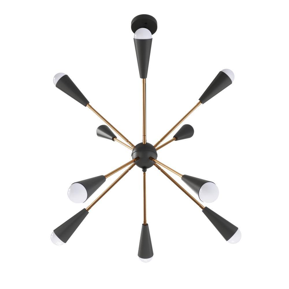Black and Brass Metal 10-Light Sputnik Chandelier