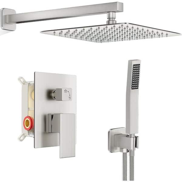 Single Handle 1-Spray Shower Faucet 1.8 GPM with Adjustable Heads in Brushed Nickel