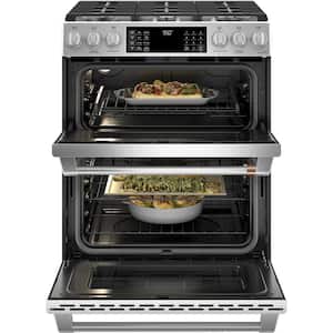 30 in. 6 Burner Slide-In Double Oven Dual Fuel Range in Stainless Steel with True Convection Cooking