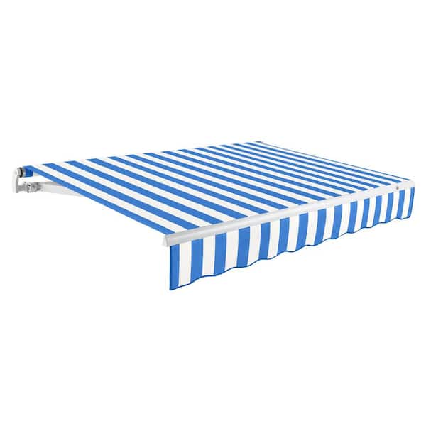 AWNTECH 20 ft. Maui Right Motorized Patio Retractable Awning (120 in. Projection) Bright Blue/White