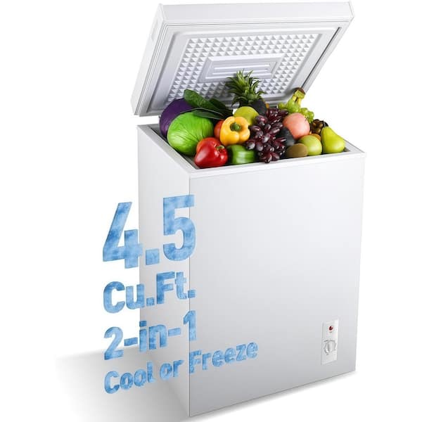 4.5 cu. ft. Manual Defrost Chest Freezer with 7 Gears Temp Control Removable Basket in White for Garage/Dorm/Kitchen