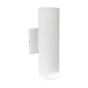 Architectural White Indoor/Outdoor Hardwired Cylinder Sconce with Integrated LED