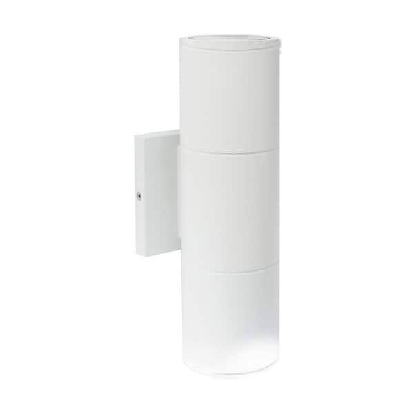 SATCO Architectural White Indoor/Outdoor Hardwired Cylinder Sconce with Integrated LED