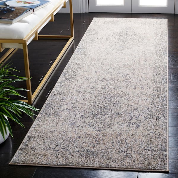 Limitee 3 ft. x 8 ft. Beige/Beige Ornate Distressed Runner Rug