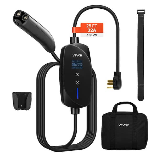 Level 2 Tesla Charger, 32 Amp Adjustable Current 240-Volt Portable Home Electric Car EV Charger w/ 25 ft. Charging Cable
