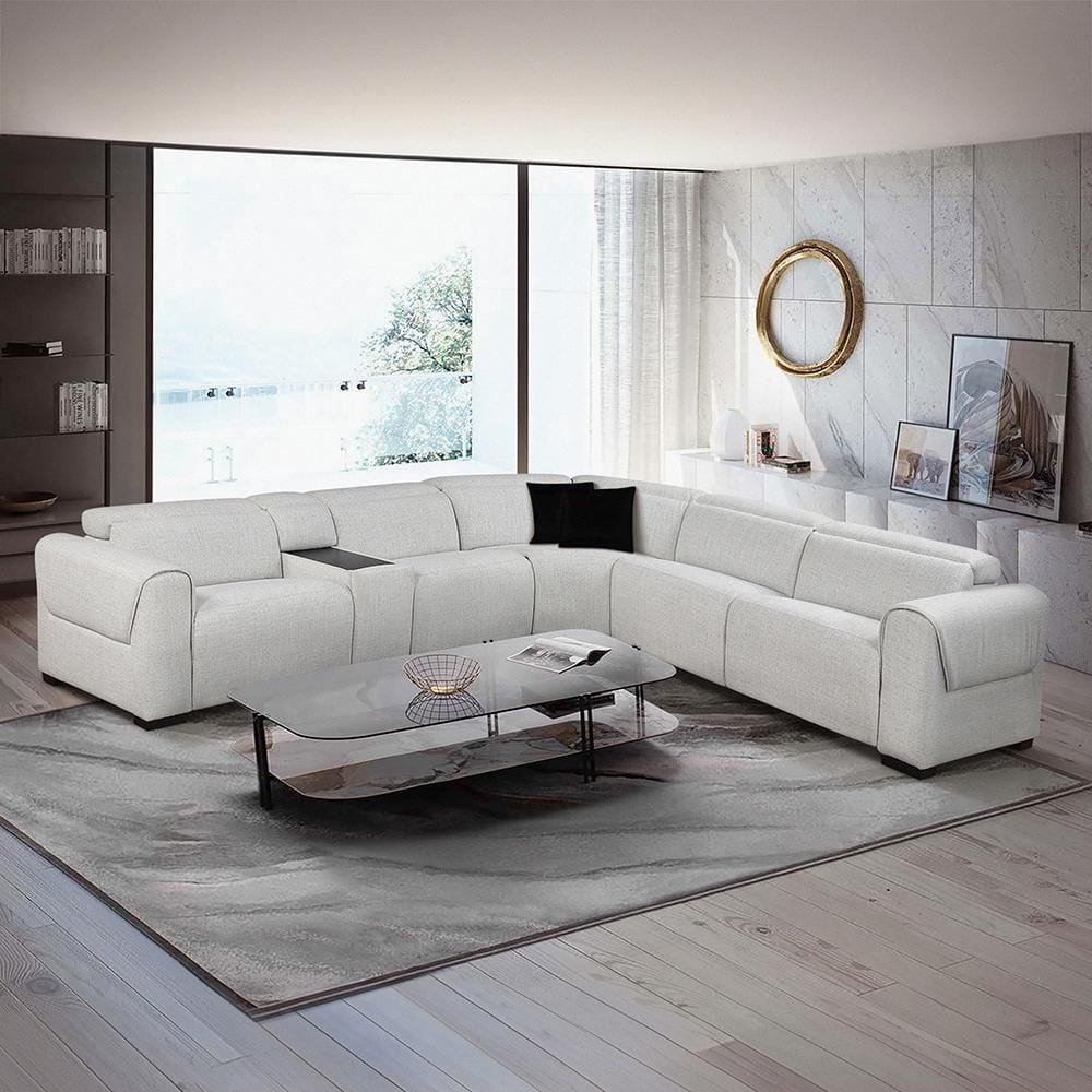 Lazzara Violetta 123.5 in. Pillow Top Arm 6-Piece Chenille Modular