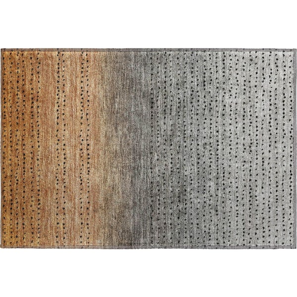 Mayfield Premium Machine Washable Abstract AMF2009 Copper 2 ft. x 3 ft. Accent Rug