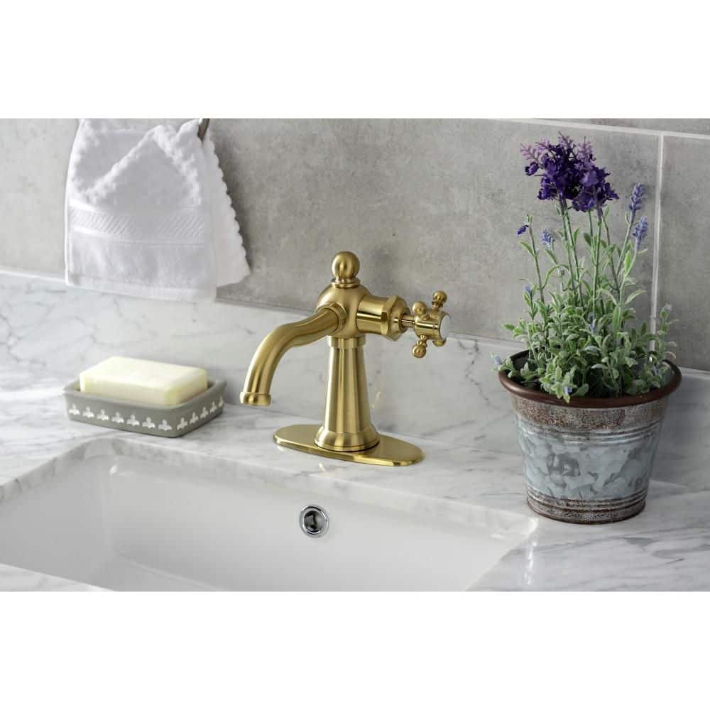 Nautical Elegance Brushed Brass Single-Handle Bathroom Faucet