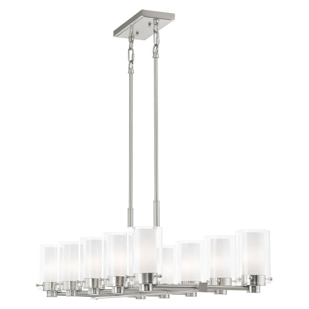 Manhattan Brushed Nickel 10-Light Chandelier with Clear Glass Shades