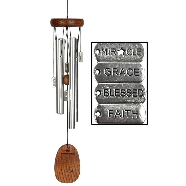 WOODSTOCK CHIMES Signature Collection, Woodstock Charm Chime, 16 in. Faith Silver Wind Chime