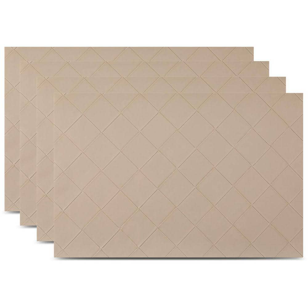 Dainty Home Modena 18 in" x 12 in" Linen Reversible Vegan Leather Wipe Clean Placemat Set of 4
