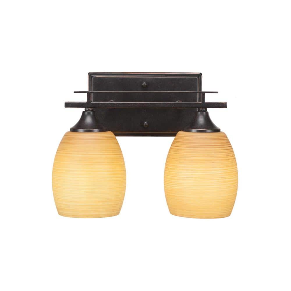 Ontario 12 in. 2-Light Dark Granite Vanity Light