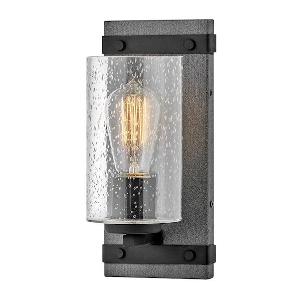 HINKLEY Sawyer 5.0 in. 1 Light Aged Zinc Black Vanity Light
