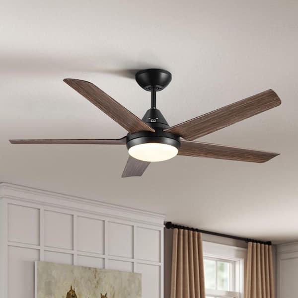 Lasaideal 48 in. Integrated Led Indoor Matte Black Ceiling Fan With Light Kit And Remote Control