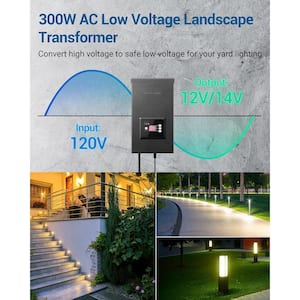 Low Voltage 300-Watt Metal Landscape Lighting Transformer with Timer Photocell Sensor