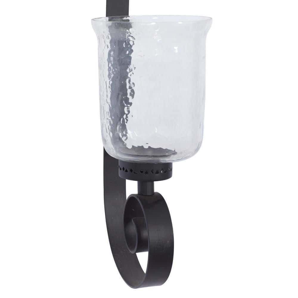 Elegant Black Metal and Glass 31" Handcrafted Pillar Wall Sconce