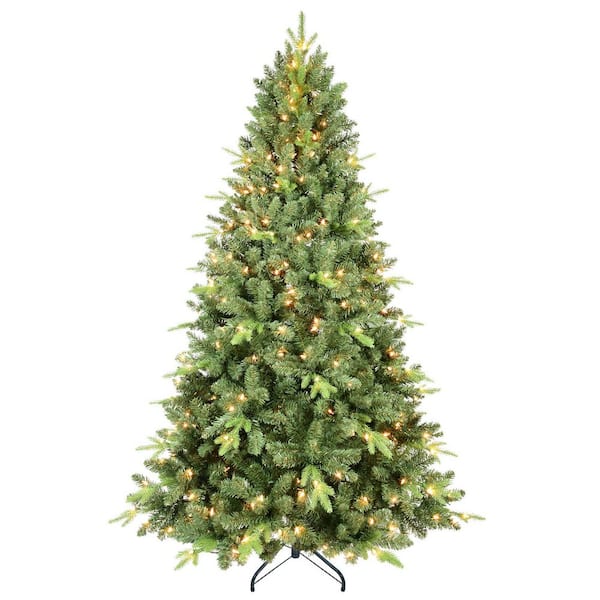 4 ft. Prelit Artificial Christmas Tree w/200 UL Warm White Lights,Classic Green Tree with 636 PE Plus PVC Tips for Decor