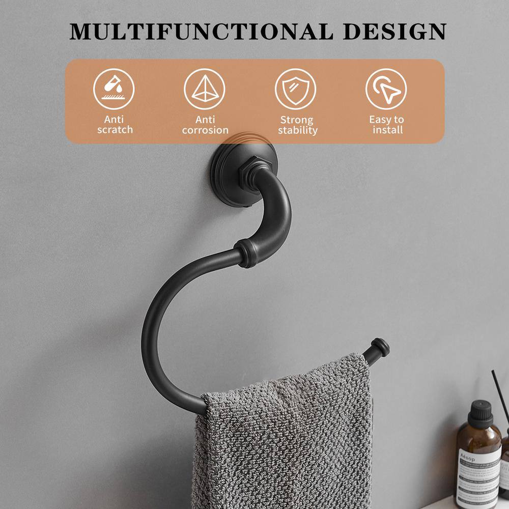 Matte Black 4-Piece Metal Bathroom Hardware Set
