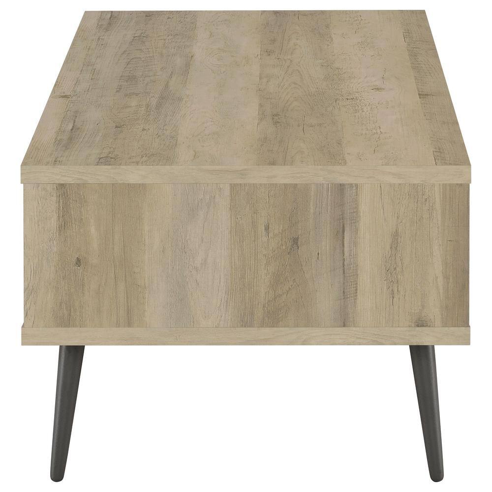 Mid-Century Modern Pine and Gray Wood Coffee Table with Storage