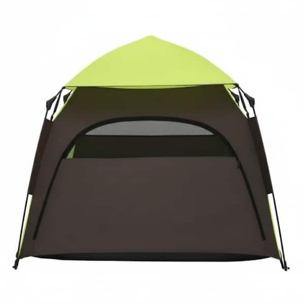 Dark Gray/Green 3.92x3.92x3.42ft Portable Pop Up Pet Tent, Large Dog Sun Shelter with Bag & Pegs for Beach Camping