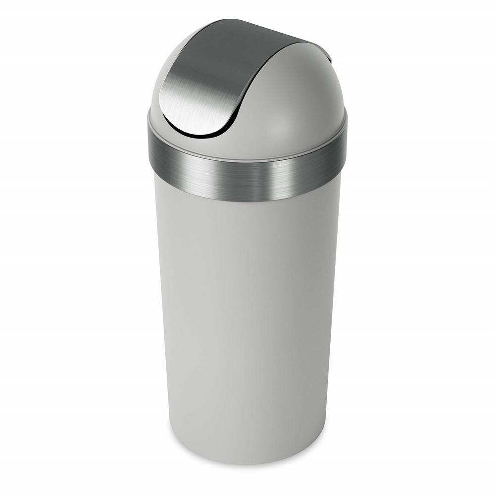 Gray Plastic Swing Top Lid Kitchen Trash Can