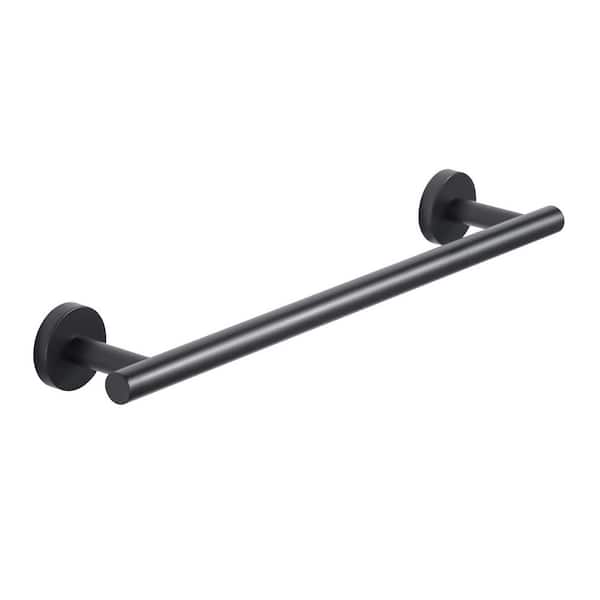 16 in. Wall Mounted Single Towel Bar in Matte Black