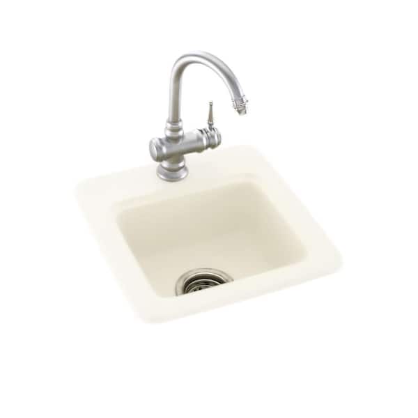 Swan Solid Surface 15 in. 1-Hole Dual Mount Bar Sink in Bisque