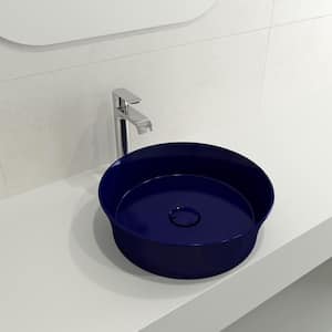 Sottile 15 in. Sapphire Blue Fireclay Round Vessel Sink