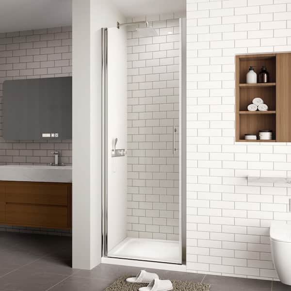 imperiol Modern 24 to 25-3/8 in. W x 72 in. H Pivot Swing Frameless Shower Door in Chrome Finish with 1/4 in. (6mm) Clear Glass