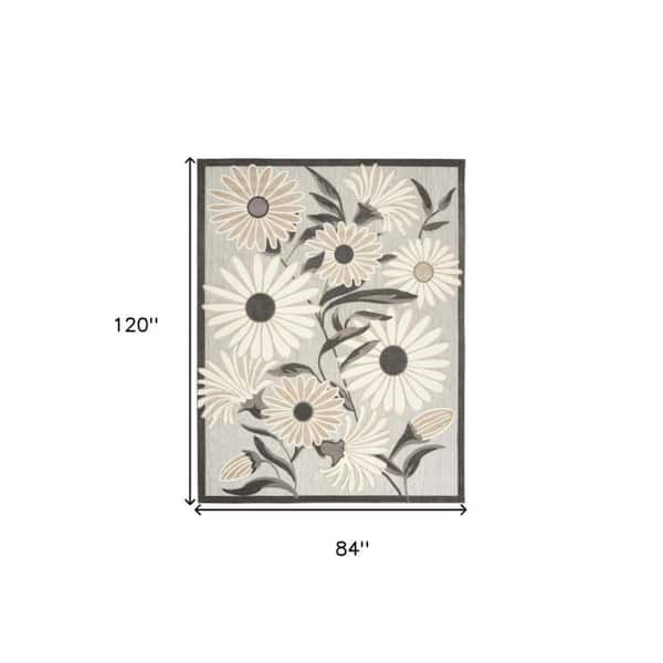 Beige 7 ft. x 10 ft. Woven Polypropylene Rectangle Indoor/Outdoor Area Rug