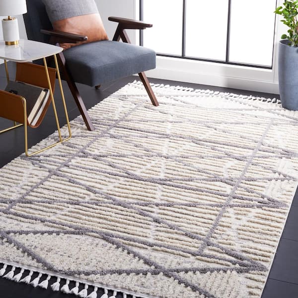 Marrakesh Beige/Gray Doormat 3 ft. x 5 ft. Abstract Geometric Area Rug
