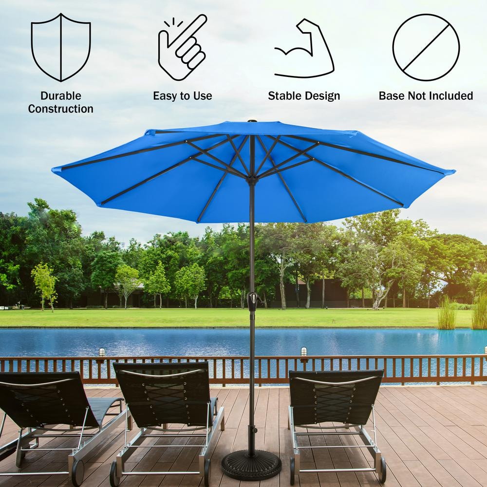 Brilliant Blue 9 ft. Round Aluminum Market Patio Umbrella