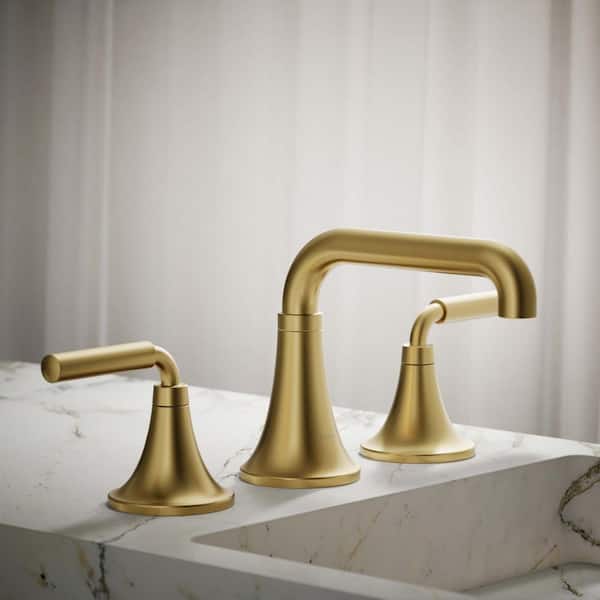 Tone 8 in. Widespread Double Handle Bathroom Faucet in Vibrant Brushed Moderne Brass