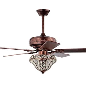 Luella 52 in. 3-Light Indoor Antique Copper Ceiling Fan with Light Kit and Remote